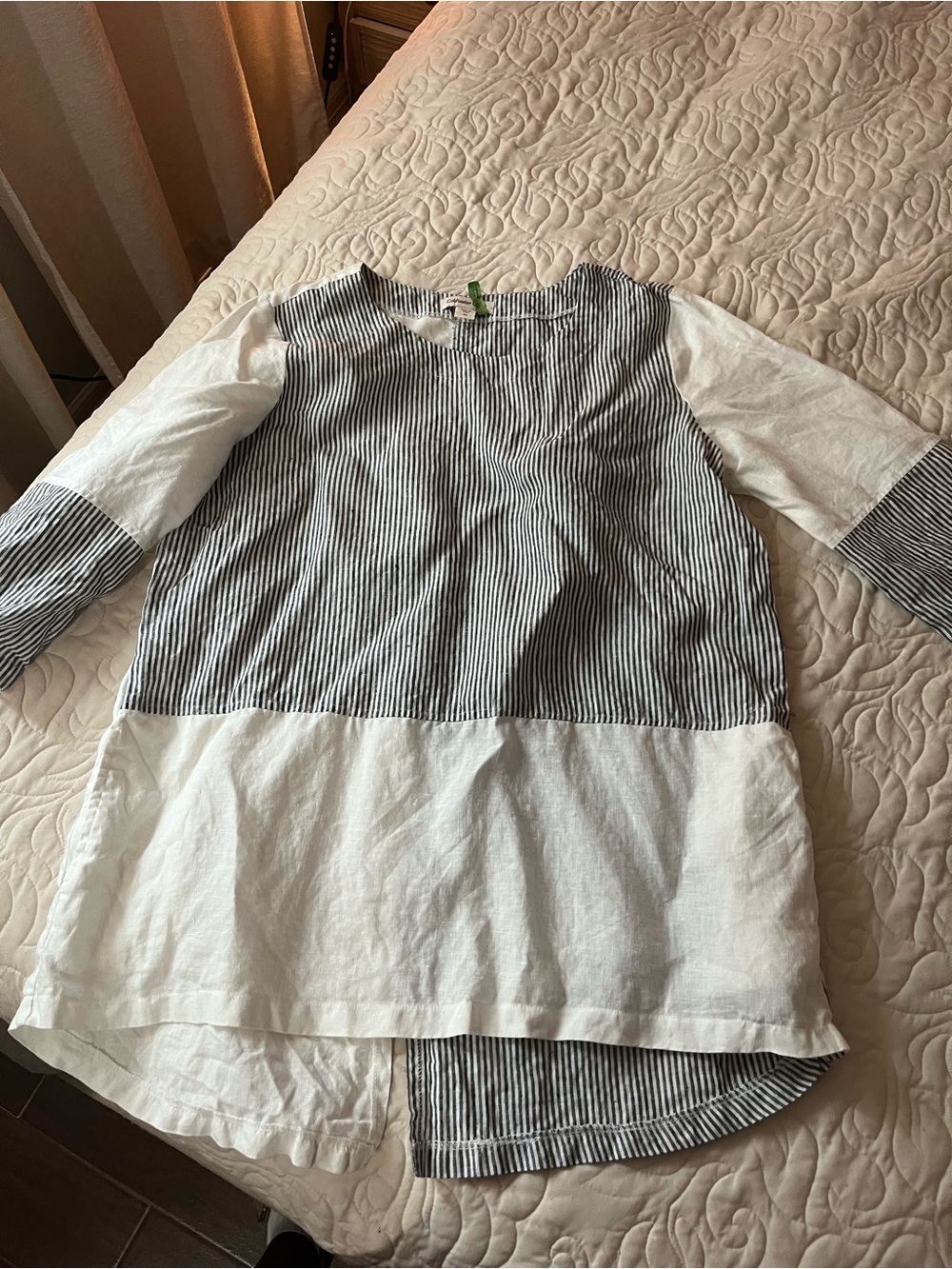 Coldwater Creek Lightweight Linen Striped Women's Tunic Top Size Medium